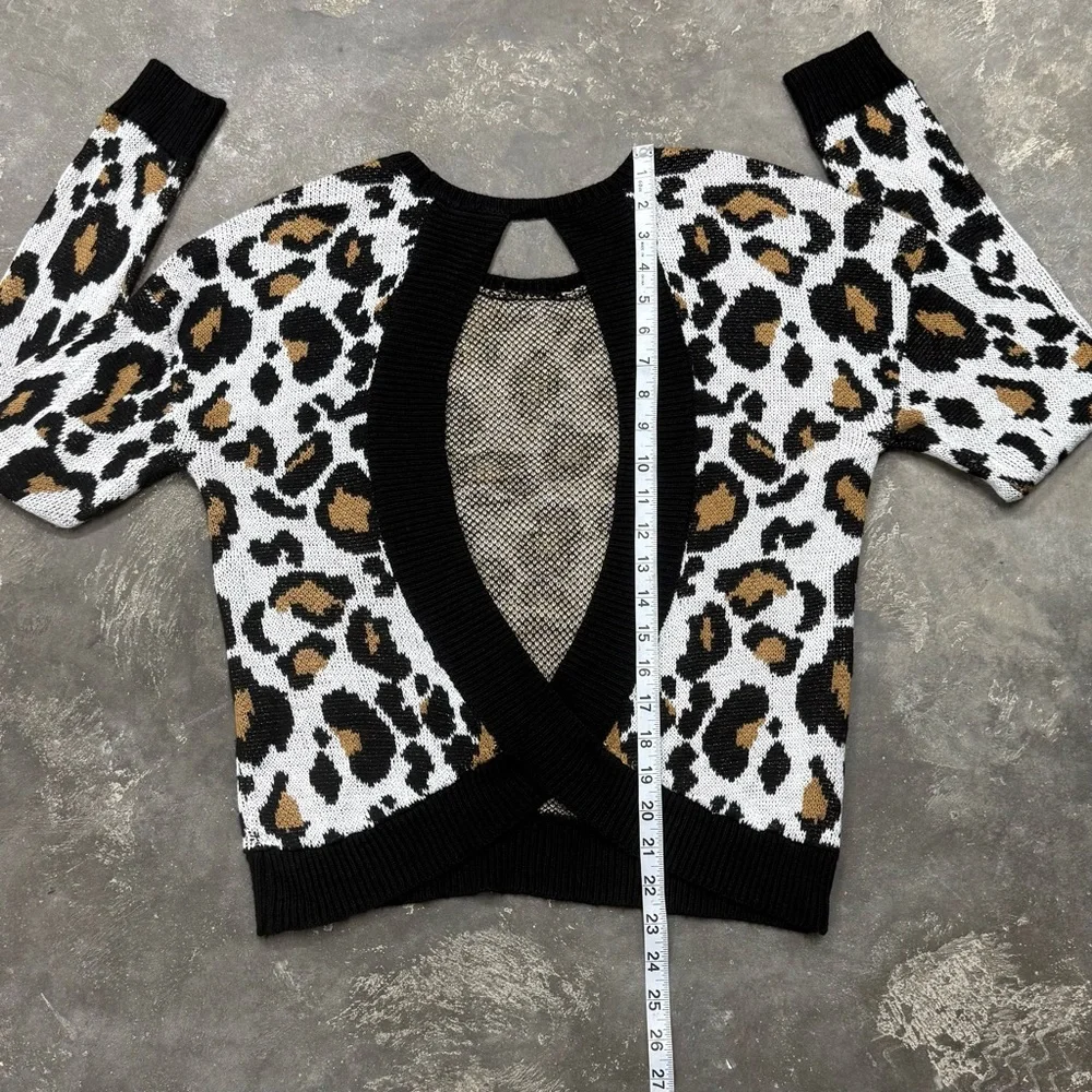Daytrip Leopard Open Back Knit Sweater Cutout - Picture 6 of 8